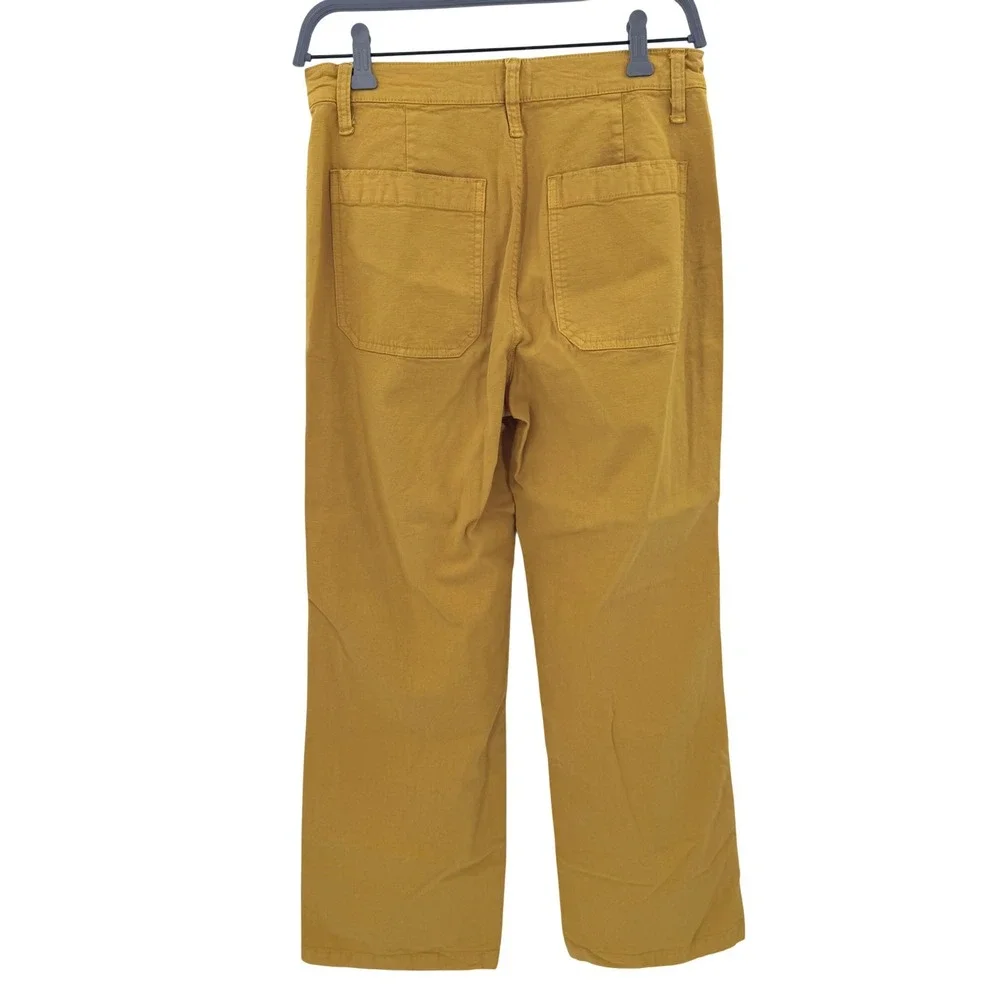 J.Crew Slim Wide Leg Pants Mustard Yellow High Rise Cotton Modal Size 28T Tall